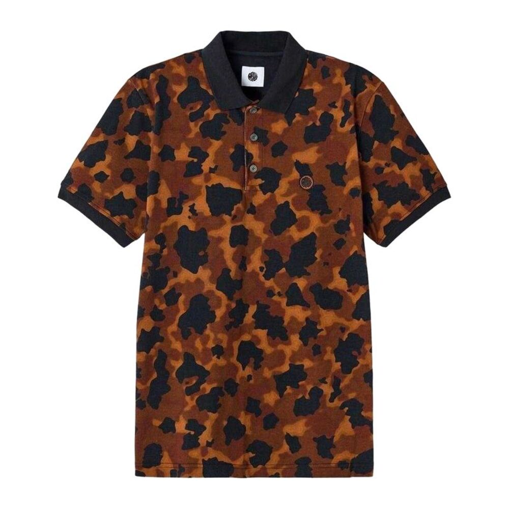 Pretty Green Mens Camo Short-Sleeved Polo Shirt / Brown